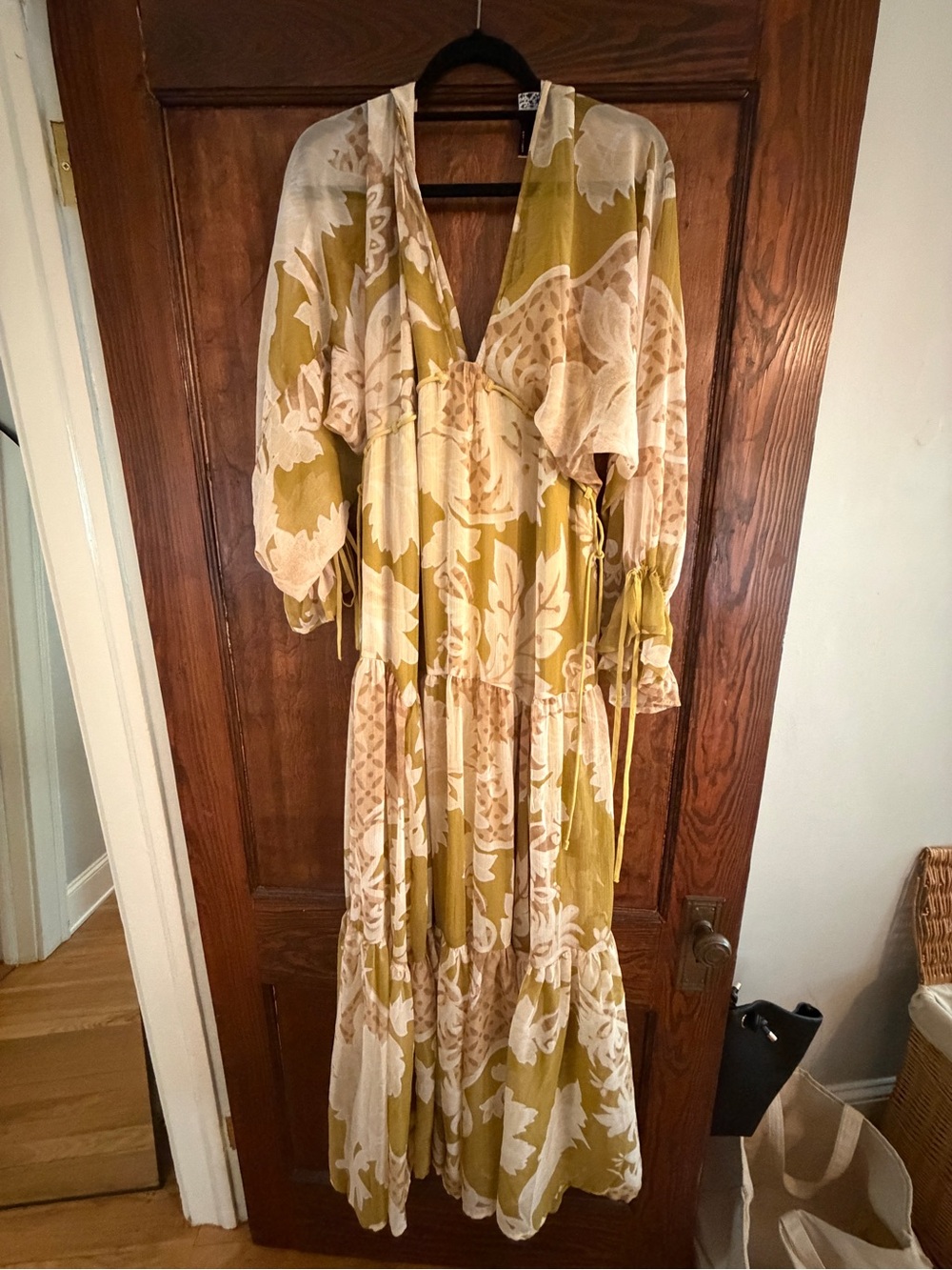 ASOS Olive and Cream Floral Tiered Maxi Dress